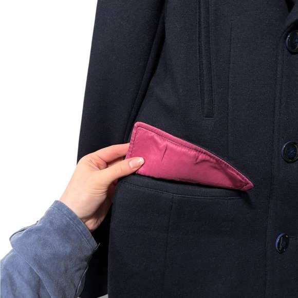 Holland Esquire Stylish Black Wool Double Breasted Peacoat Vibrant Lining Medium - Picture 7 of 11